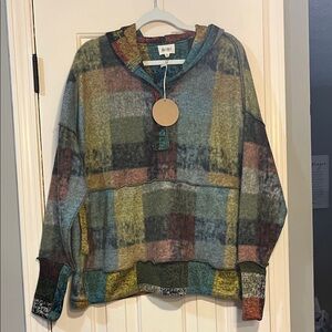 BiBi Colorful Checkered Hoodie - NWT Sz S will fit M
